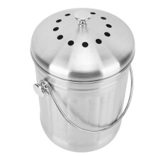 Large Stainless Steel Compost Bin with Charcoal Filter, Easy Clean, 29x18.5cm