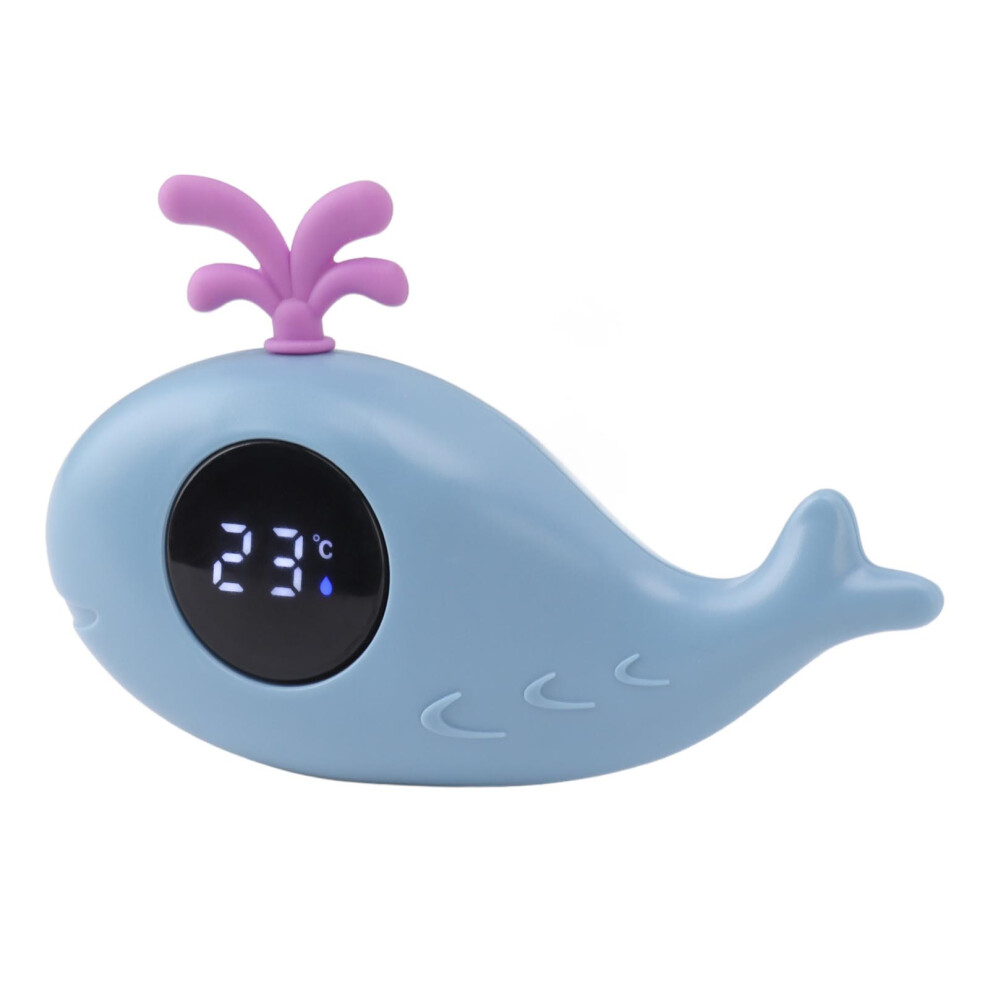 Baby Bath Thermometer Digital Cartoon Whale Waterproof Water Temp Tool Blue