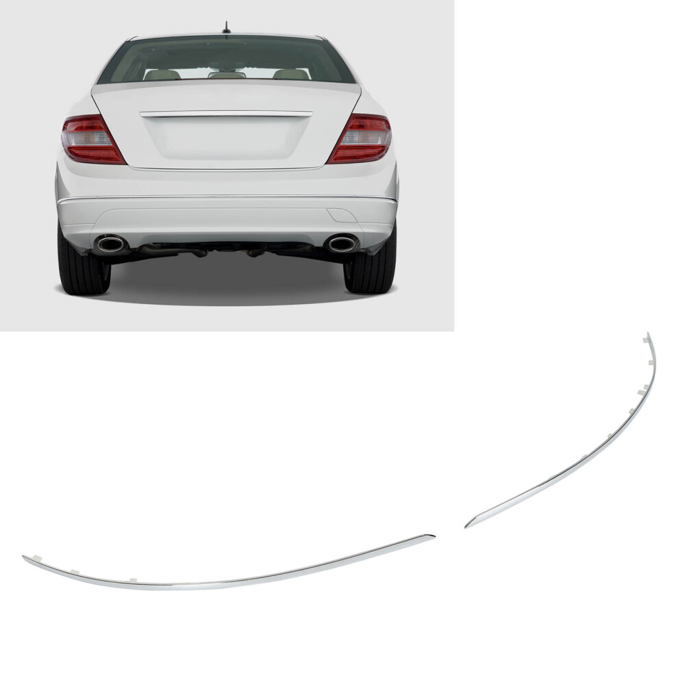 Abs Chrome Rear Bumper Trim For Benz C230 C300 C350 Sport Package 7661332161253