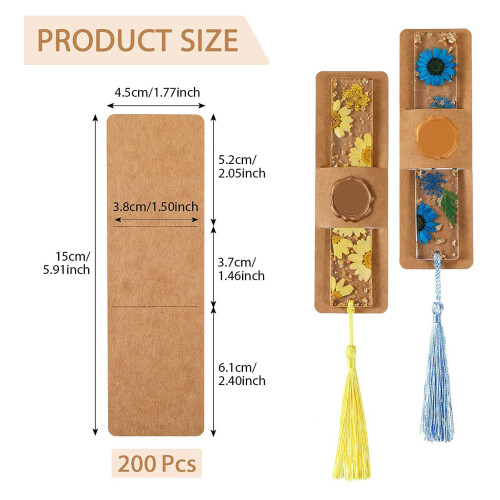 200pcs Kraft Bookmark Sleeves – DIY Support, 15x4.6cm Stable Holders 1