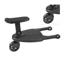 Baby Stroller Auxiliary Pedal Wheeled Board for 2 Kids, Black, 25KG