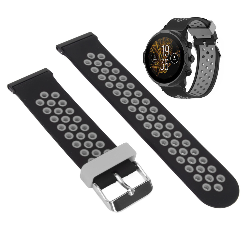 24Mm Silicone Replacement Watchband For Spartan Hr Baro Black Gray Adjustable Black,Grey 4941332176208