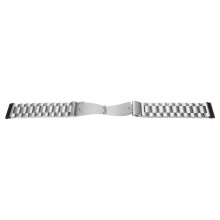 Adjustable 24mm Stainless Steel Watch Strap for Men Women Silver Double Buckle