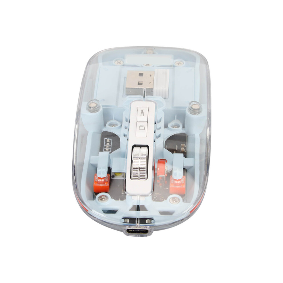 Wireless 2.4G Tooth Transparent Mouse 2400 Dpi Rechargeable Rgb Blue 3051332182428