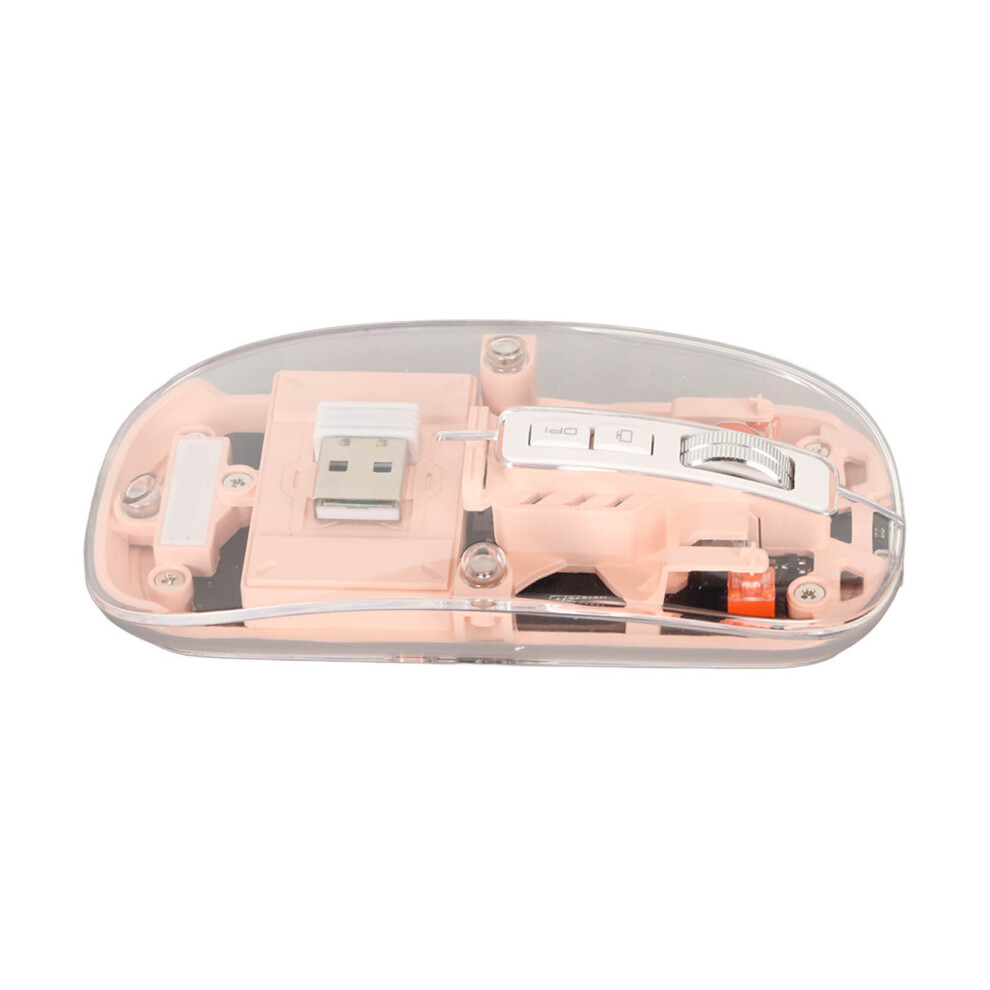 Wireless 2.4G Bluetooth Transparent Mouse 2400 Dpi Rgb Pink 8411332182395