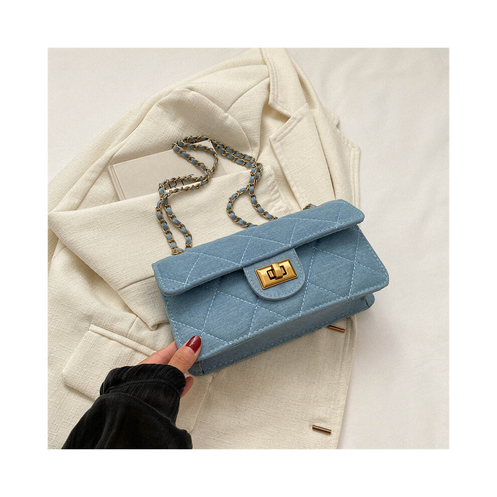 (Light Blue) Elegant Light Blue Small Handbag Trendy Denim Shoulder Bag For Women Perfect Fashion For Fall-image-OPC-PJBBG2F-NEW