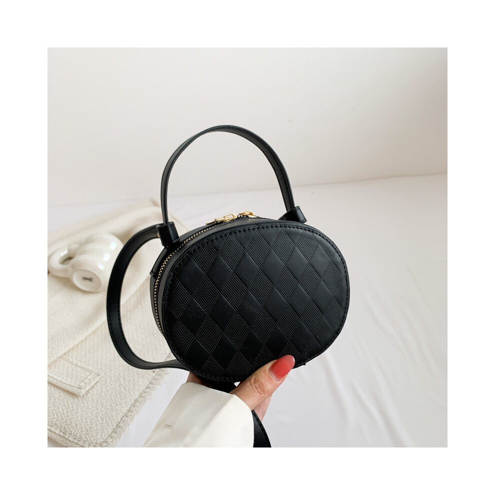 (Black) And Versatile Elegant Round Bag For Women Perfect For Casual Outfits With Trendy Stitched Details In Hues Different-image-OPC-PJBBHPM-NEW