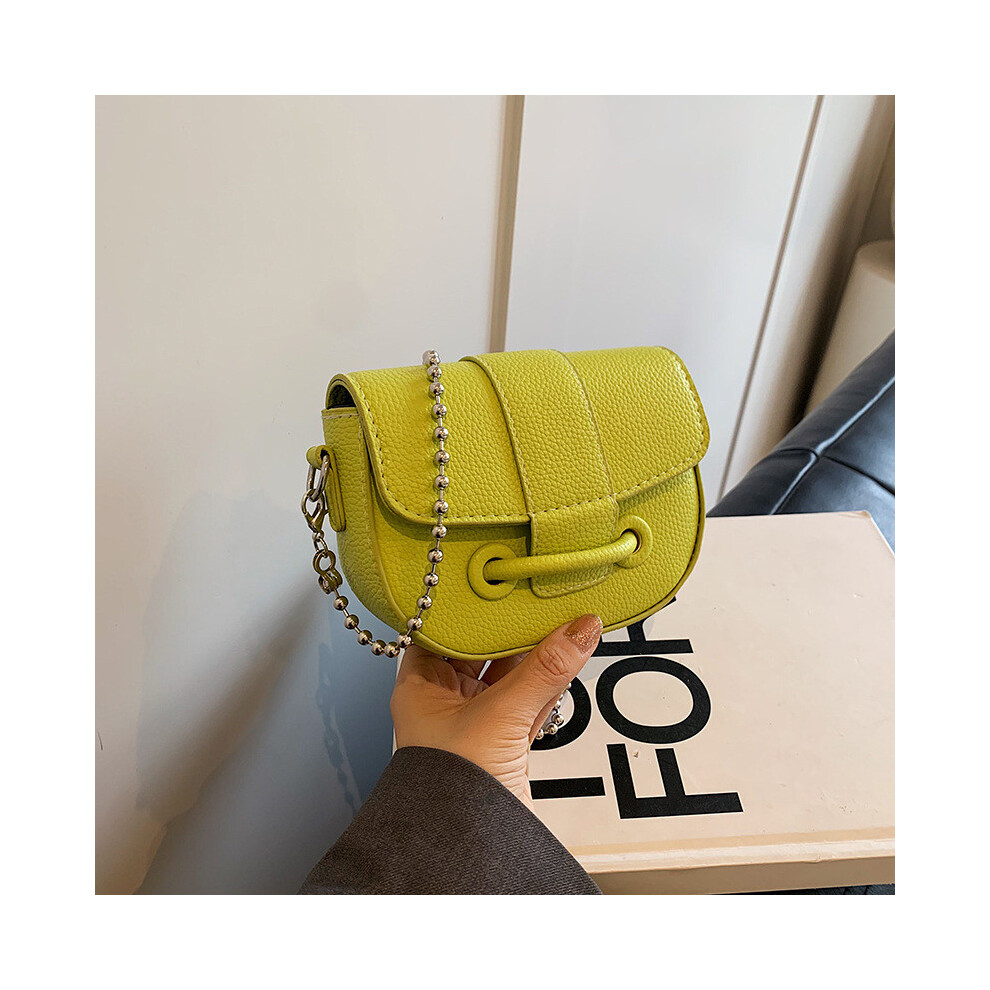 (Green) Pu Leather Fashionable Saddle Bag For Women Trendy Casual Style With Stylish Chain Strap Use For Daily-image-OPC-PJBBMWV-NEW