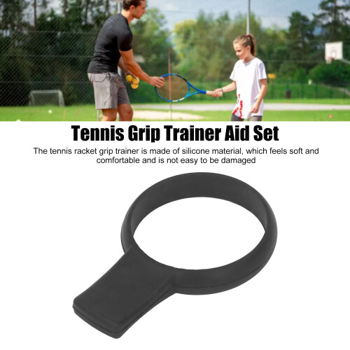 4PCS Silicone Tennis Grip Trainer Aid for Racket Practice Black 2
