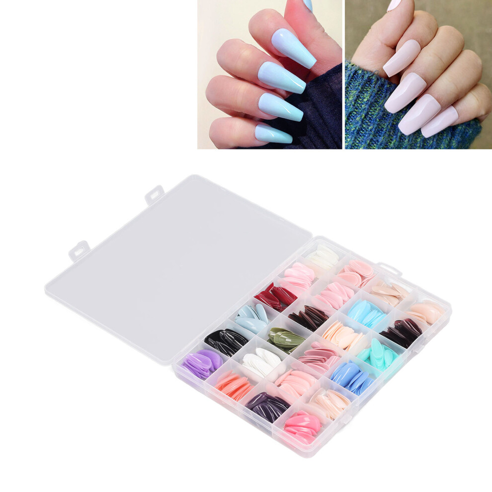 576pcs False Nail Tips Set Full Cover Pure Color Fashion Press On Fake Nails