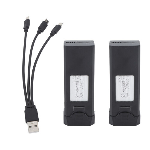 2Pcs 3.7V 1800mAh Lithium Batteries with Charging Line for Large Drone 1