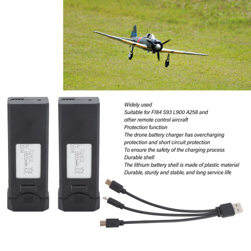 2Pcs 3.7V 1800mAh Lithium Batteries with Charging Line for Large Drone 2