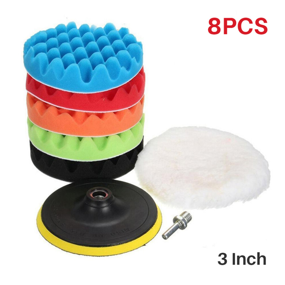 8Pcs 3 Inch Buffing Pad Set Wave Sponge Polishing 9121376175572