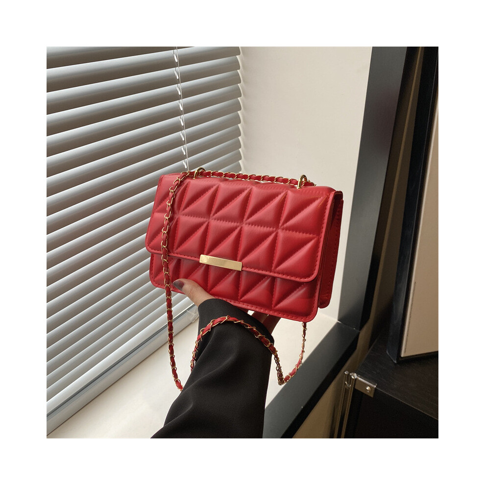 (Red) Square Contemporary Small Crossbody Bag With Elegant Chain Casual Wear For-image-OPC-PJBCD9Q-NEW