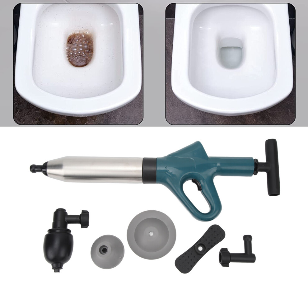 High Pressure Drain Blaster Air Plunger For Toilet & Kitchen Â Green & Silver 8131332222876