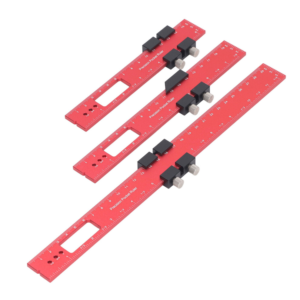 Red Woodworking Measuring Ruler 16/20/30Cm Aluminum Alloy Carpenter Marking Tool 8181332222840
