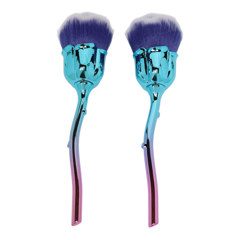 2pcs Rose Handle Nail Dust Brush Set for Makeup & Blusher Powder