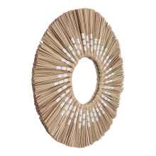 Seagrass Wall Mirror, Handwoven Round Decor 400g, White & Original