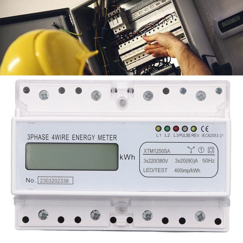 7 Digit Lcd 3Ph 4W Energy Meter, 35Mm Din Rail, 100A 6931332234884