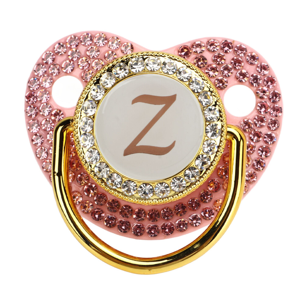Rhinestone Baby Pacifier With Curved Silicone Letter Z Color For Milk Golden