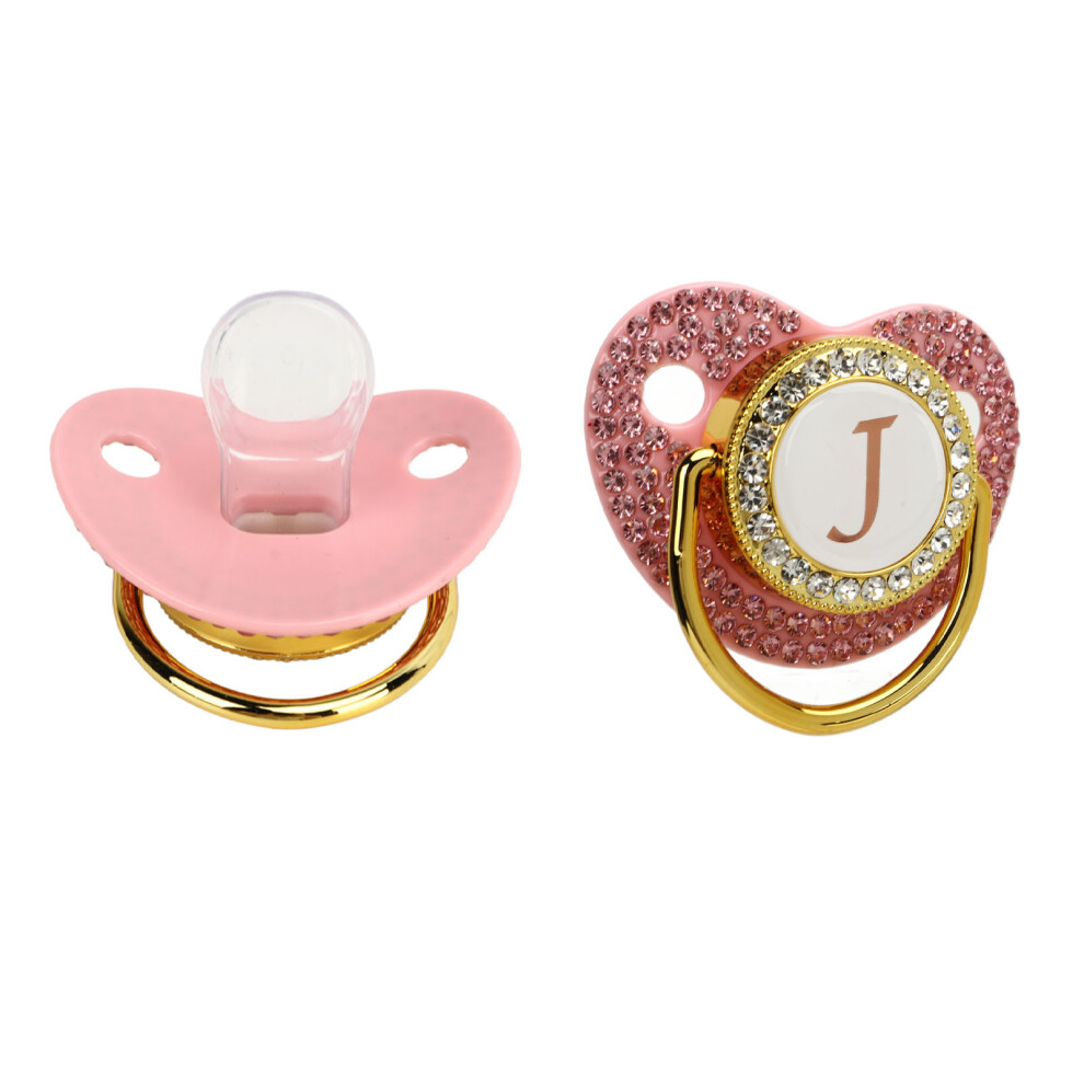 Golden Baby Pacifier with Rhinestones & Curved Silicone Design for 6-18 Months
