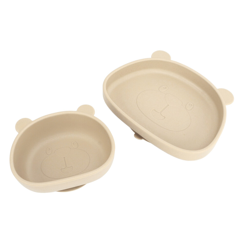 Cute Panda Suction Dish Set - Microwave & Dishwasher Safe Beige