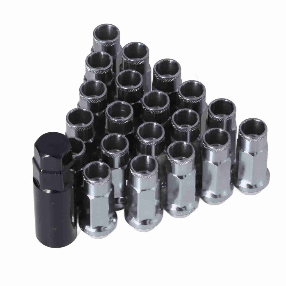 20Pcs M12x1.25 Metal Wheel Lug Nuts Universal Car Silver 9121376183652