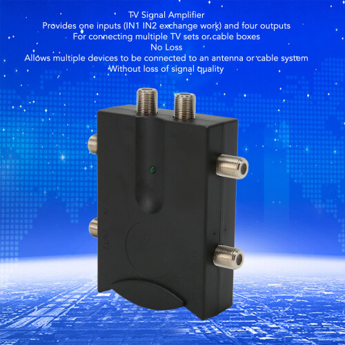 TV Signal Amplifier 2 In 4 Out with Equalizer +7.5dB High Gain 2