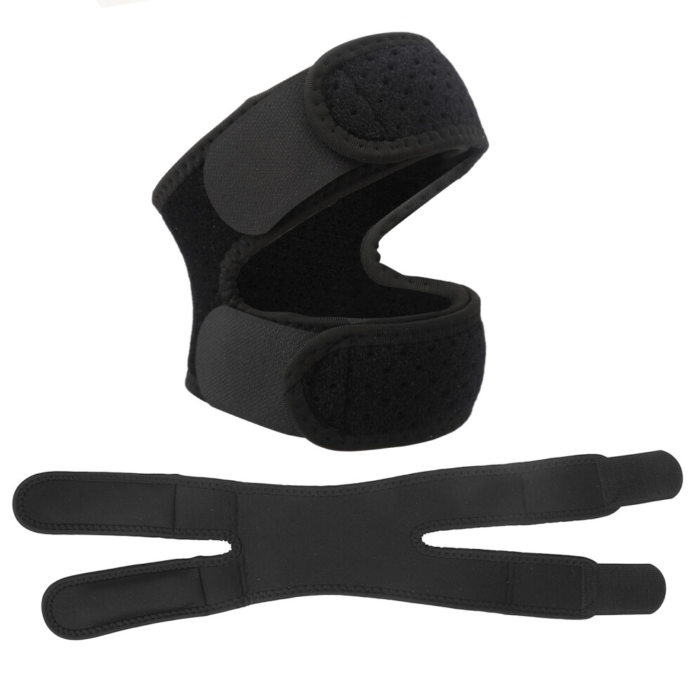 Black Soft Breathable Knee Strap Support For Men Women Adjustable Nylon