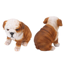 Realistische Resin-Englische Bulldoggen-Welpenfigur für Garten, Rasen und Verandadekor