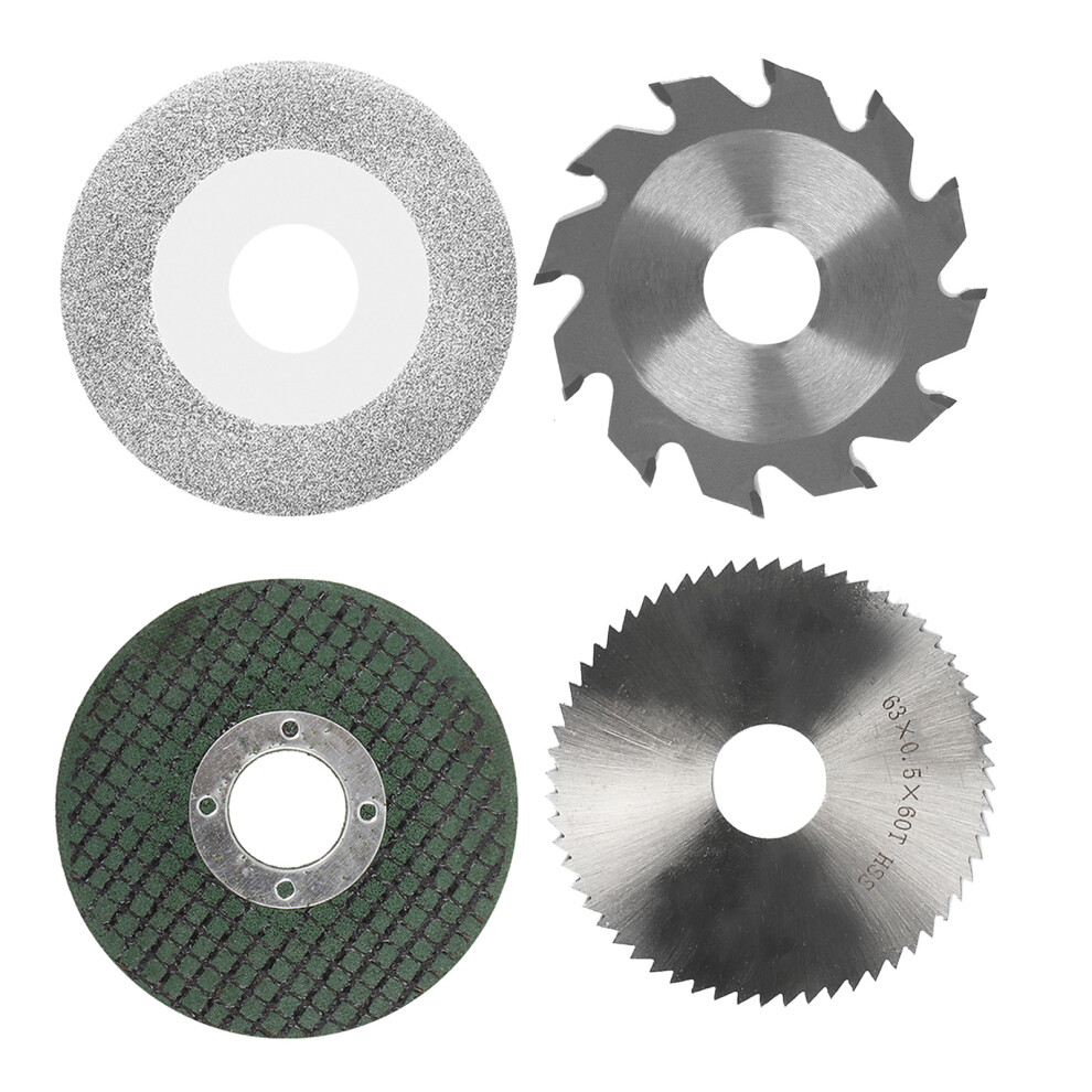 4Pcs Chainsaw Blade Set: 63Mm Resin 60Mm Emery 63Mm Hss & Alloy Blades 8441332259698