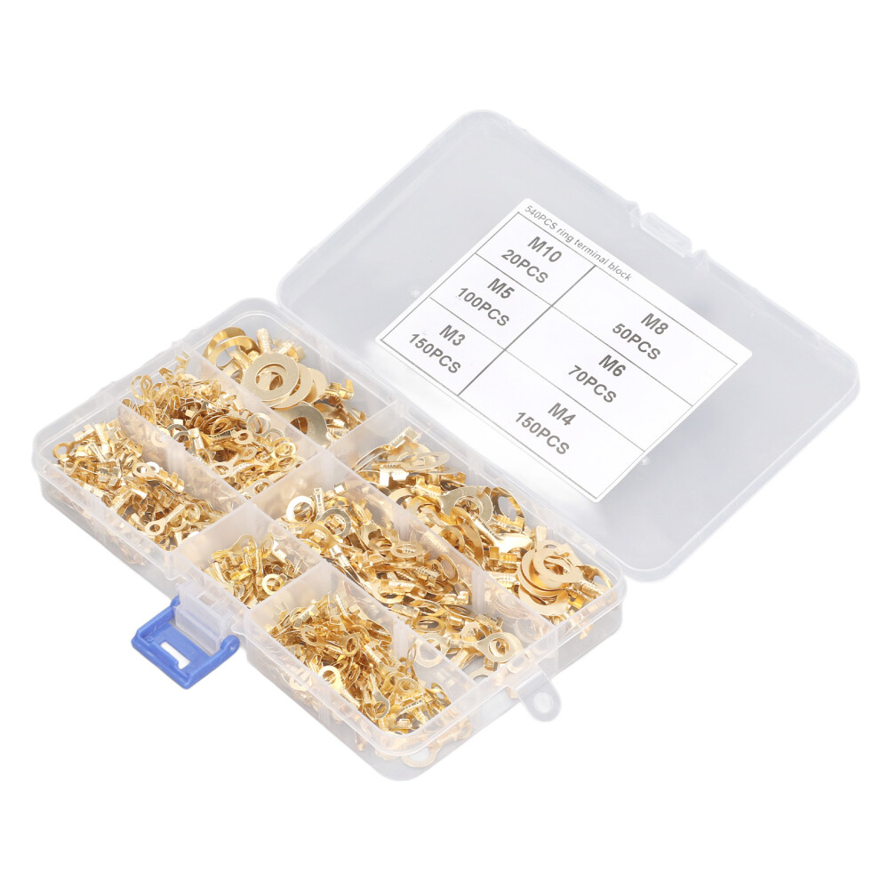 540Pcs Gold Brass Terminal Connector Set M3 M4 M5 M6 M8 M10 For Cables 9311332260675