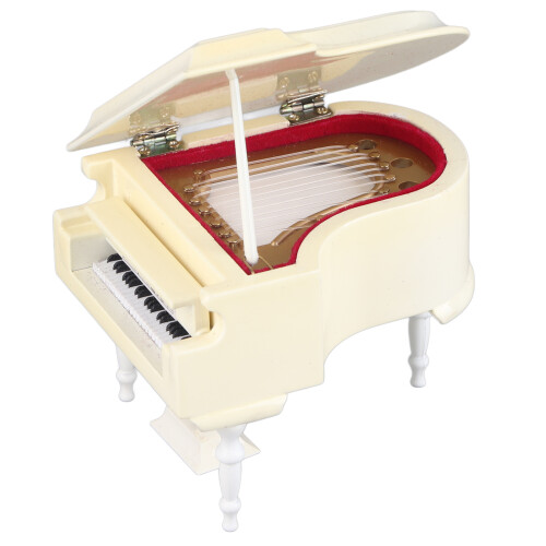 Wooden Miniature Piano Replica with Bench and Case