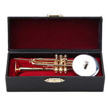Miniature Trumpet Replica with Stand and Case Gold