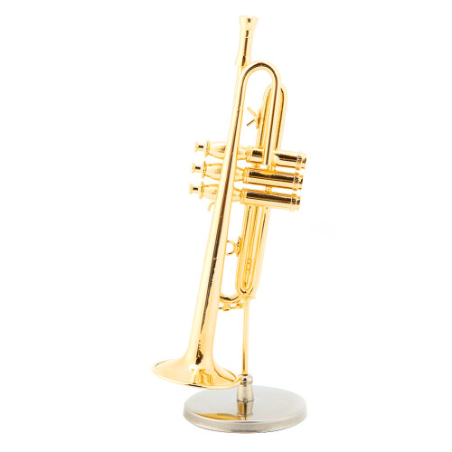 Miniature Trumpet Replica with Stand and Case Gold 2
