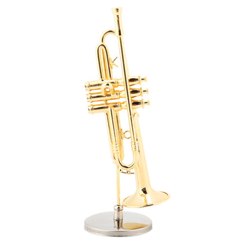 Miniature Trumpet Replica with Stand and Case Gold 1