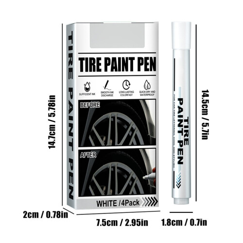 4 Pack White Marker Pen Tire Paint Marker Pen 2
