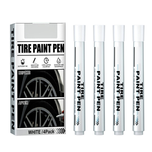 4 Pack White Marker Pen Tire Paint Marker Pen 1