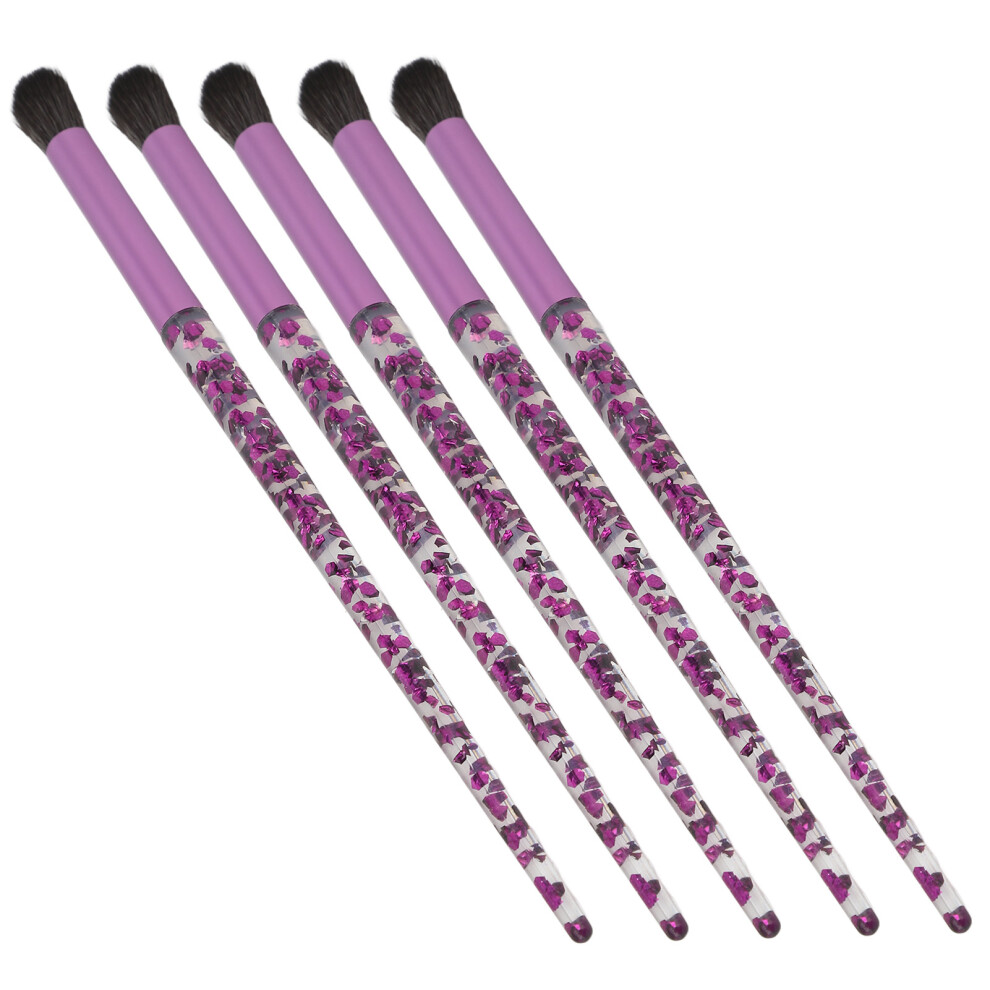 Purple 5Pcs Eyeshadow Brush Set With Glitter Handles For Makeup Concealer & Nose Shadow
