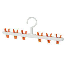 Plastic Sock Clips Drying Rack 6 Clips 360 Rotatable Laundry Hanger White Orange