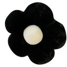 Black Flower Shaped Plush Cushion 19.7 Inch Decorative Pillow for Sofa