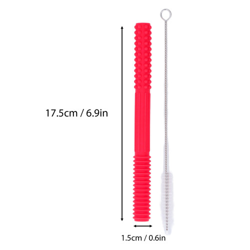 Baby Safe Hohler Silikon-Teether mit Bürste, Rot, 17,5 cm 1