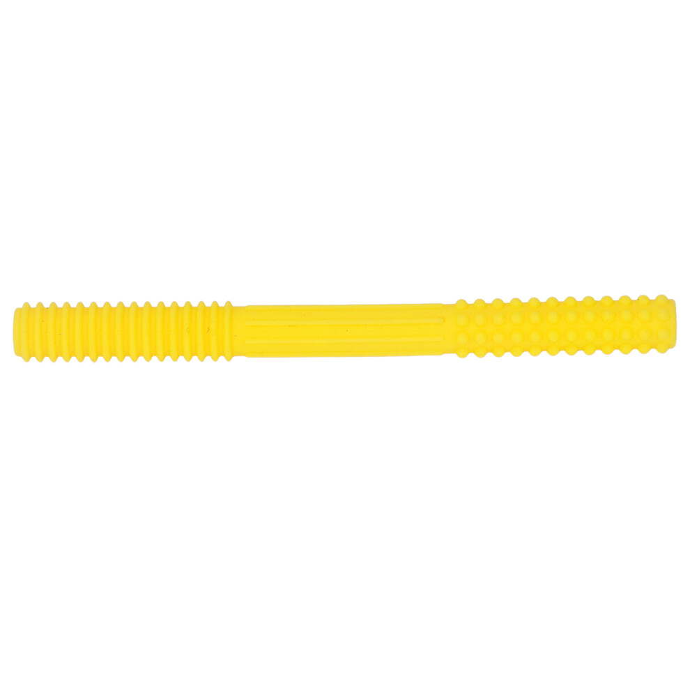 Hollow Teething Tube for Babies - Yellow Silicone with Brush