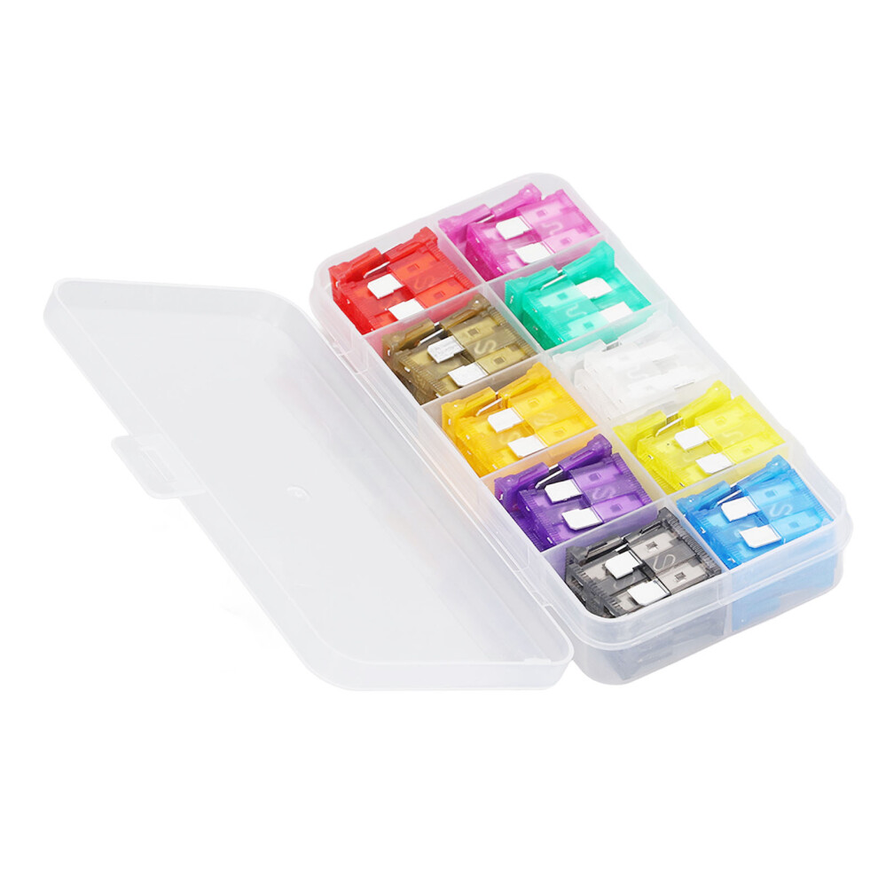 100Pcs Car Blade Fuses Set, 2Aâ35A, Assorted Colors, Medium Model Black 3371332290405