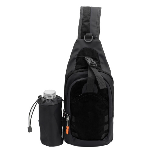 Multifunctional Large Capacity Nylon Sling Backpack 36x17x4cm Black 2