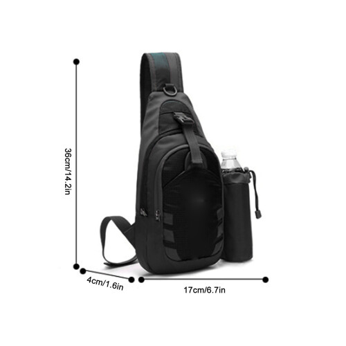 Multifunctional Large Capacity Nylon Sling Backpack 36x17x4cm Black 1
