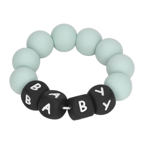 hellgrünes Baby-Silikon-Perlen-Beißarmband