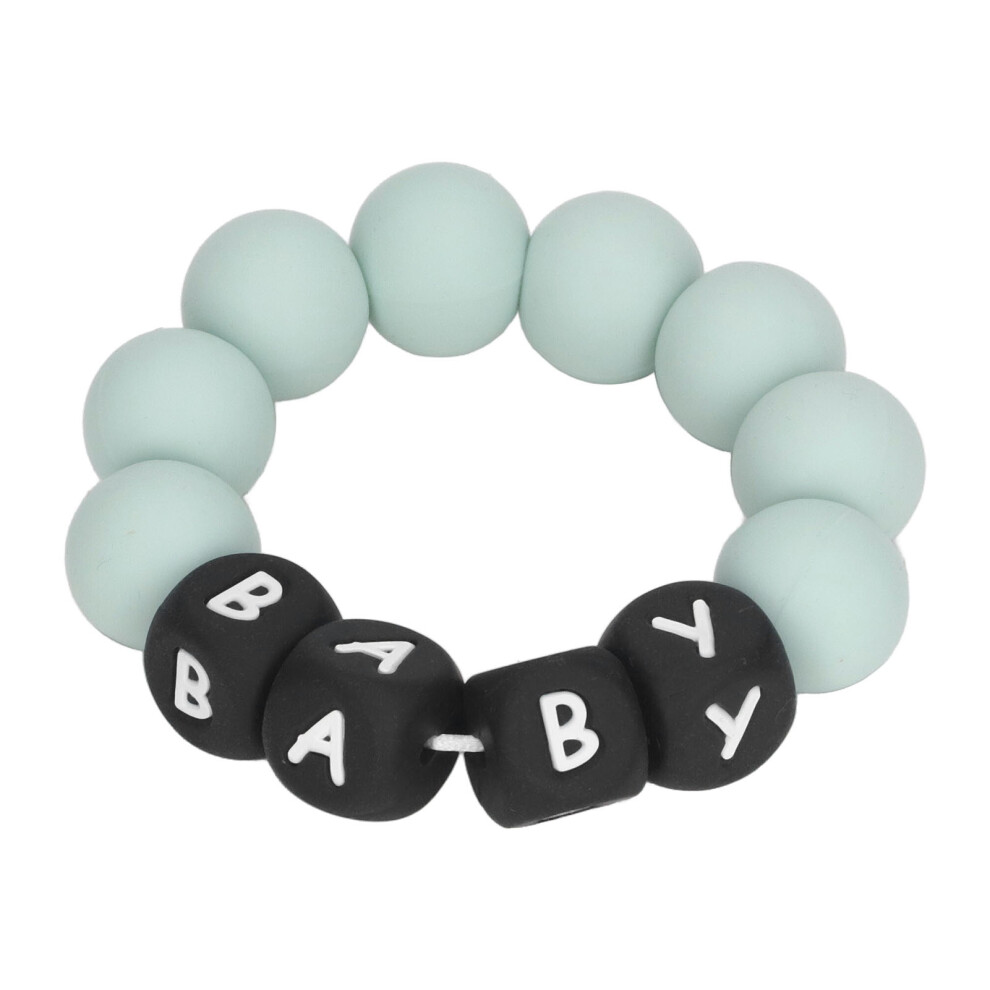 Colorful Baby Silicone Letter Bead Teething Bracelet for Infants Light Green