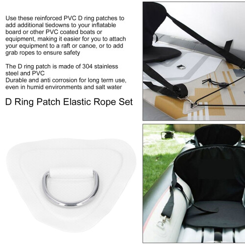 6er-Set PVC-D-Ring Patch Elastikseil Weiß 9,3 oz 2