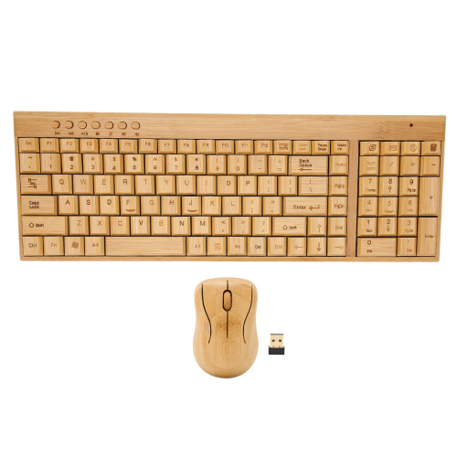 Sustainable Bamboo Wood Wireless Keyboard and Mouse Combo Gift Ready 1